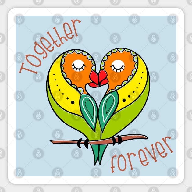 Together Forever Parrot Couple Magnet by Mako Design 